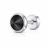 Stainless Steel with Black Cubic Zirconia Stud Earrings