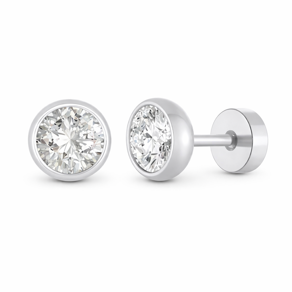 Stainless Steel Cubic Zirconia Stud Earrings