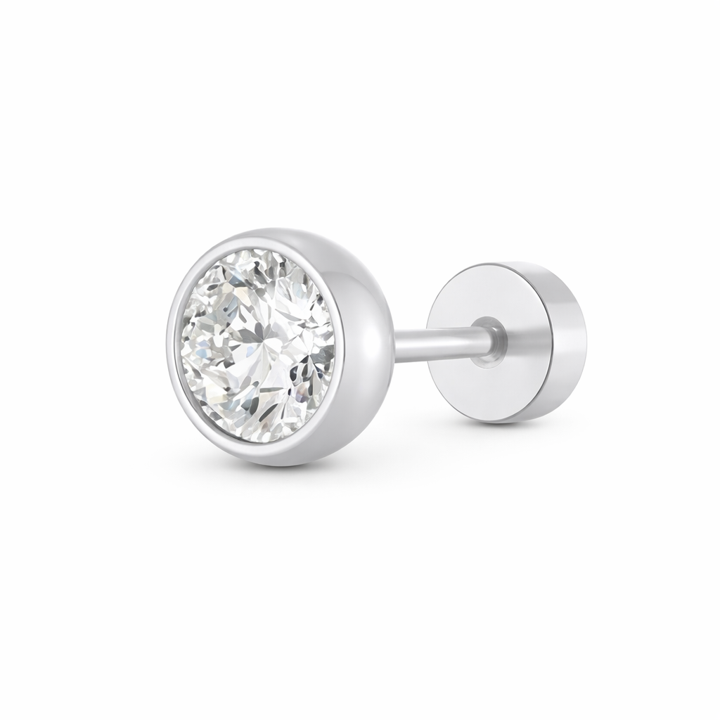 Stainless Steel Cubic Zirconia Stud Earrings