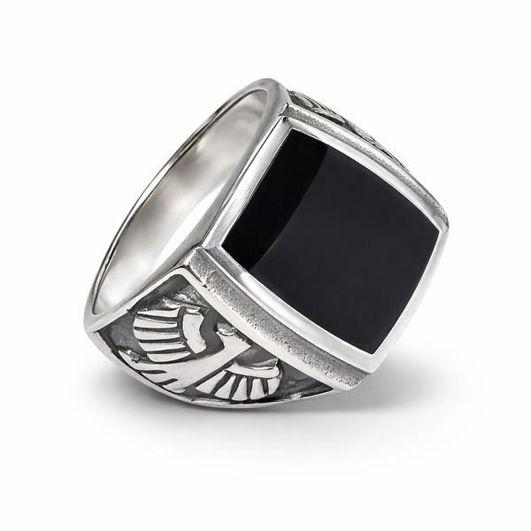 Black Sterling Silver Signet Ring