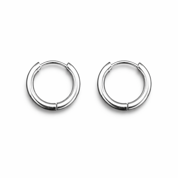 10mm Hinged Hoop Earrings, Stainless Steel, Silver, Black or Gold