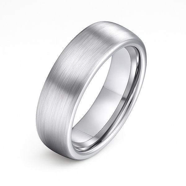 Brushed Finish Plain Band Ring - 6mm