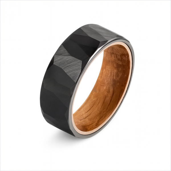 Tungsten And Whiskey Barrel Wood Ring