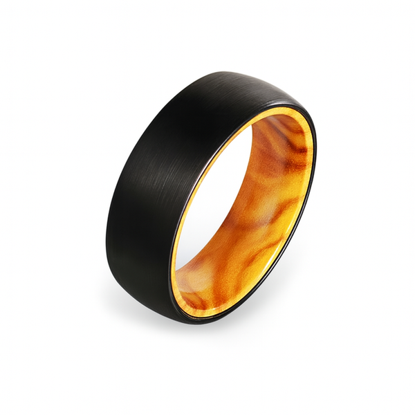 Tungsten and Olive Wood Ring