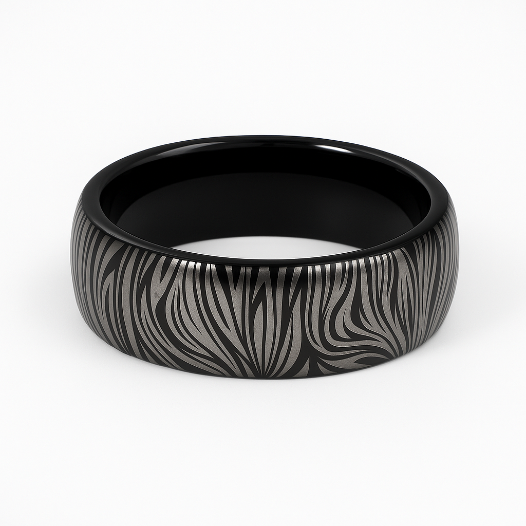 Tungsten Damascus-Style Ring