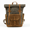Waxed Canvas & Cowhide Roll-Top Backpack