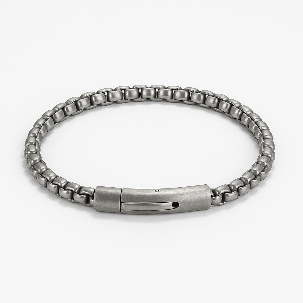 Stainless Steel Chain Bracelet with Brushed Finish