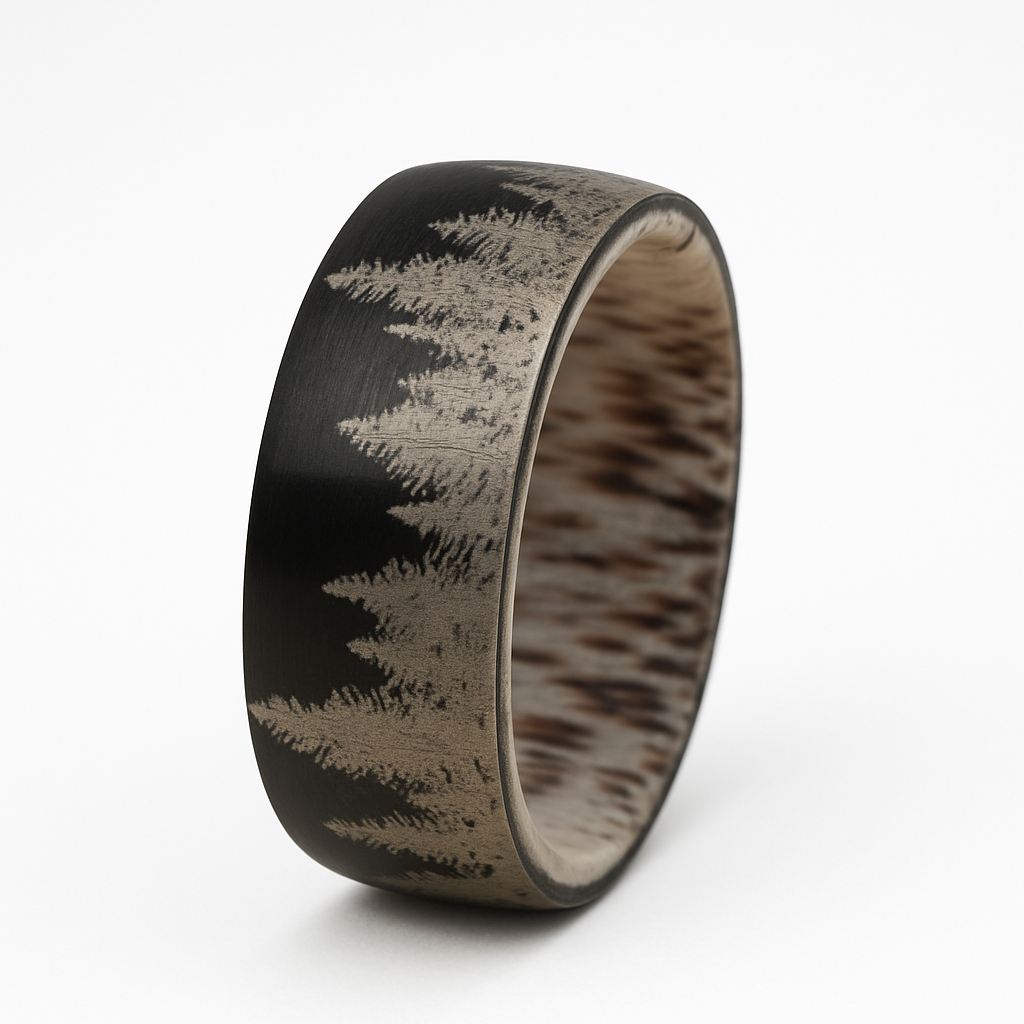 Tungsten Wilderness Ring with Deer Antler Inner