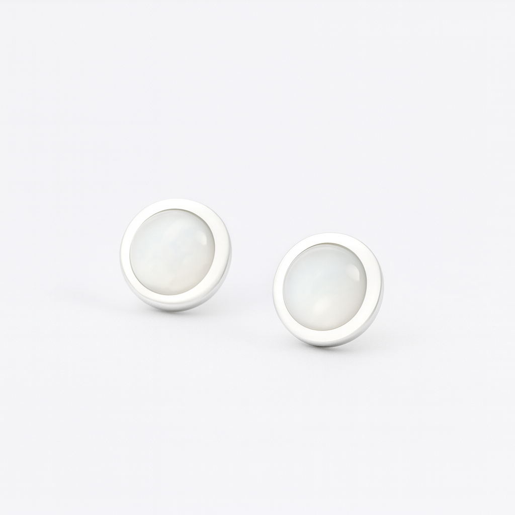 Sterling Silver & Shell Stud Earrings