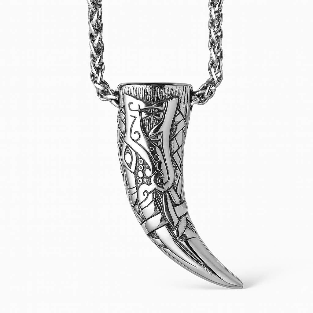 Stainless Steel Viking Wolf Tooth Pendant with Chain