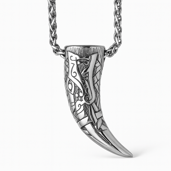 Stainless Steel Viking Wolf Tooth Pendant with Chain