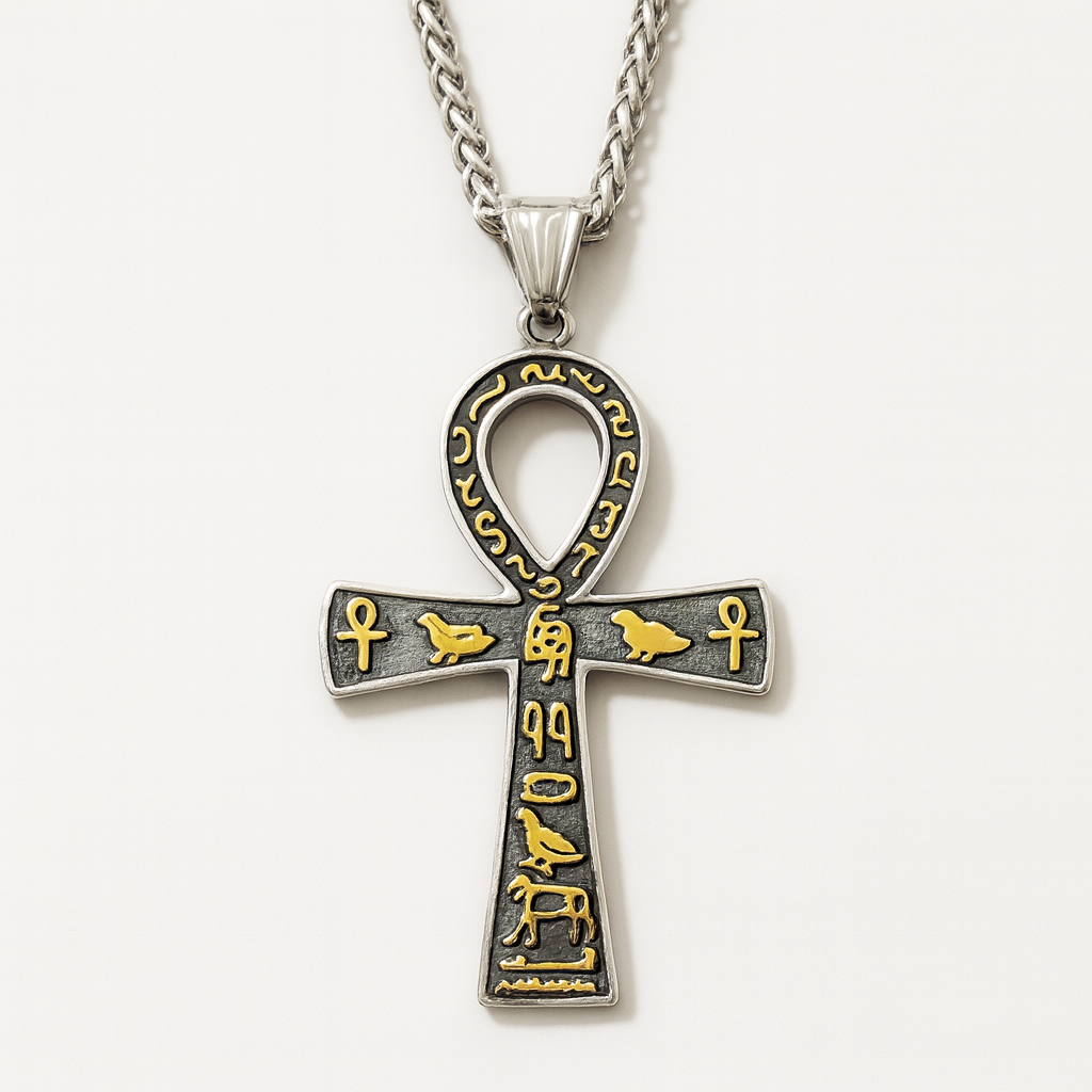 Stainless Steel Egyptian Ankh Pendant with Chain