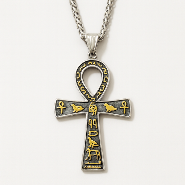 Stainless Steel Egyptian Ankh Pendant with Chain