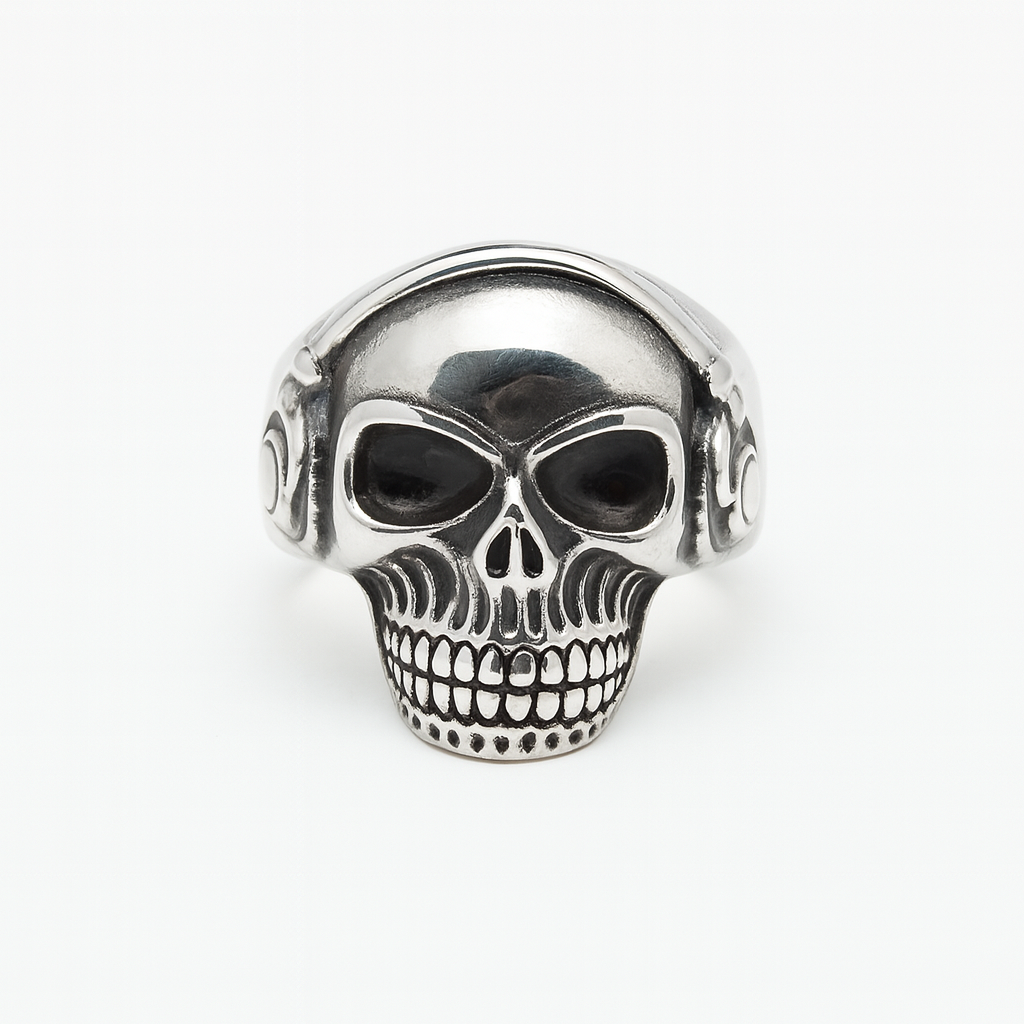 Skull & Headphones Ring