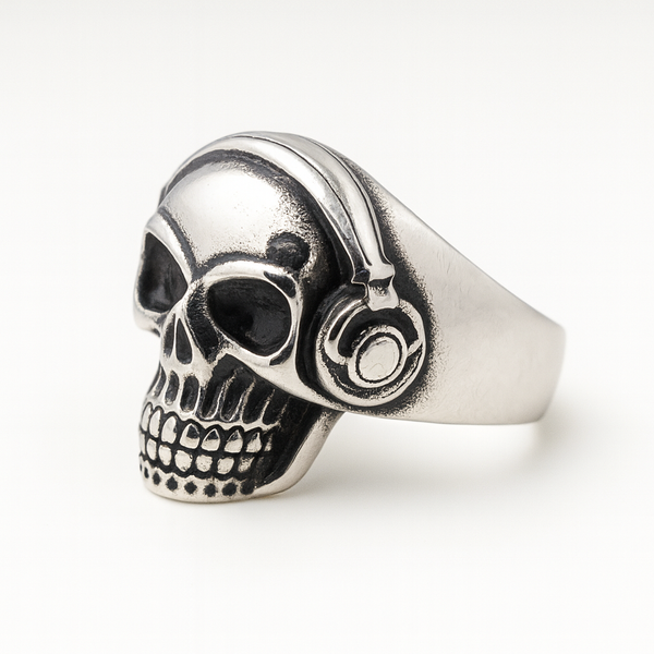 Skull & Headphones Ring