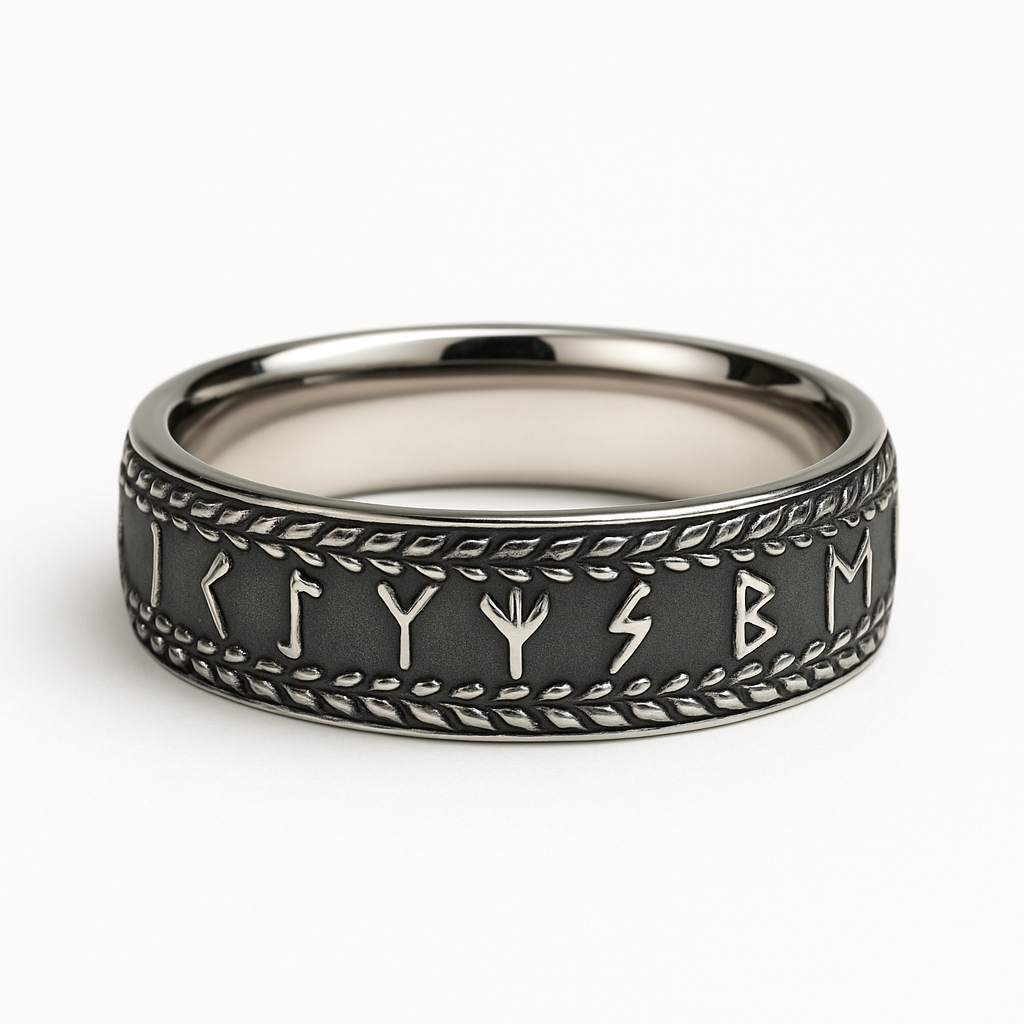 Stainless Steel Rune Band Ring