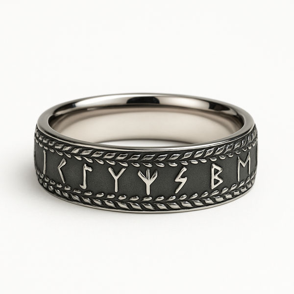 Stainless Steel Rune Band Ring