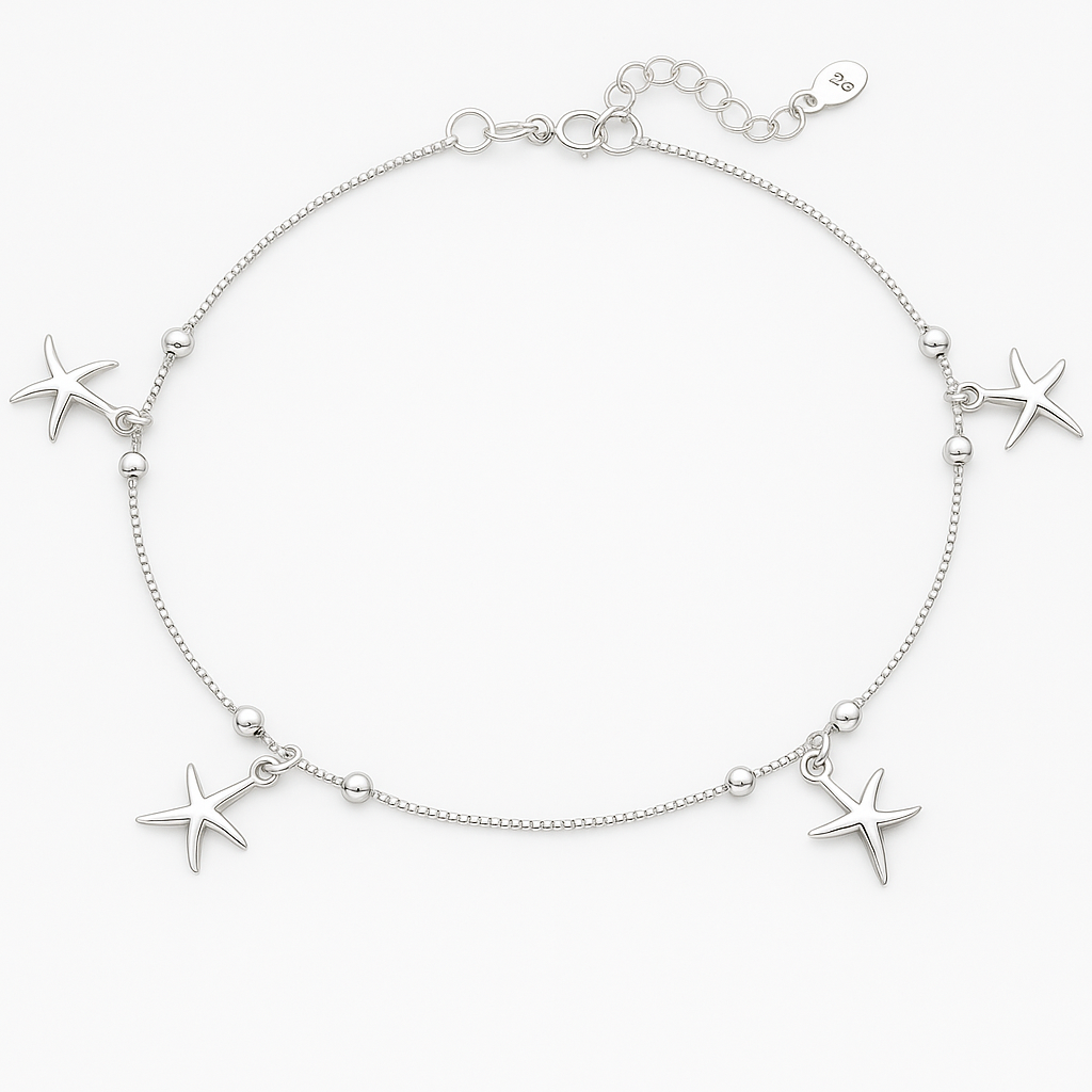 Sterling Silver Starfish Anklet