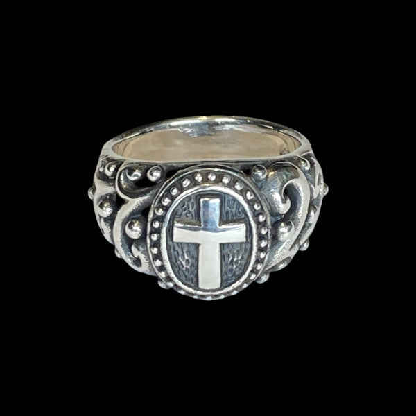 Sterling Silver Antiqued Cross Ring