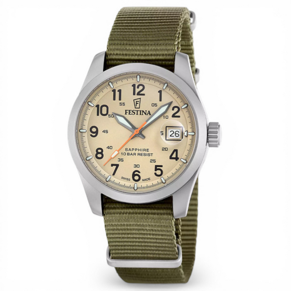 Festina Swiss Made Field Watch - Beige/Green