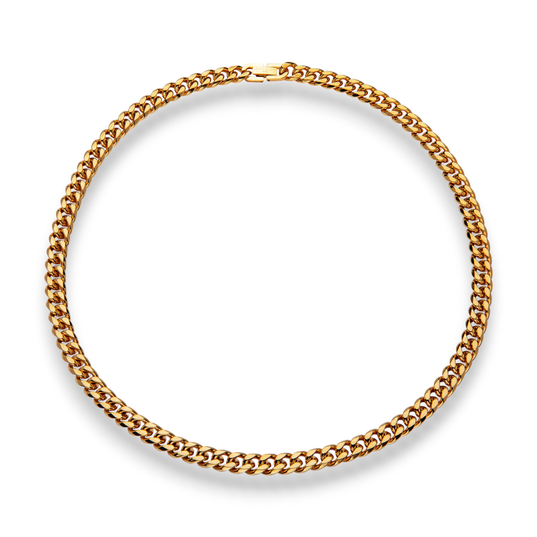 Stainless Steel 9mm Gold Curb Chain Necklace