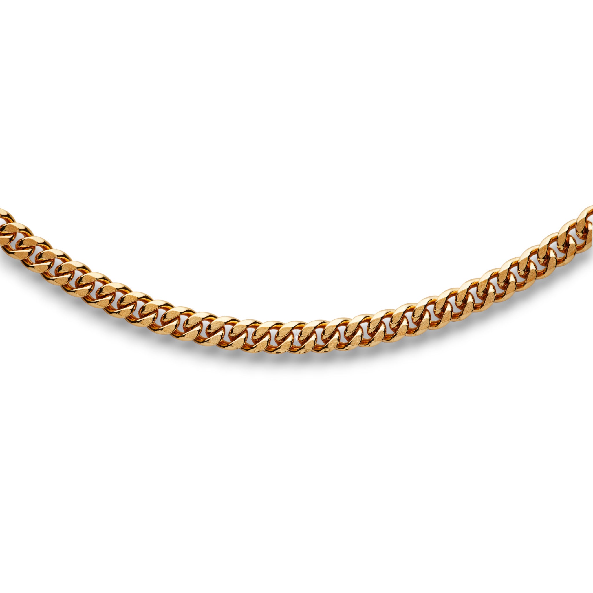 Stainless Steel 9mm Gold Curb Chain Necklace