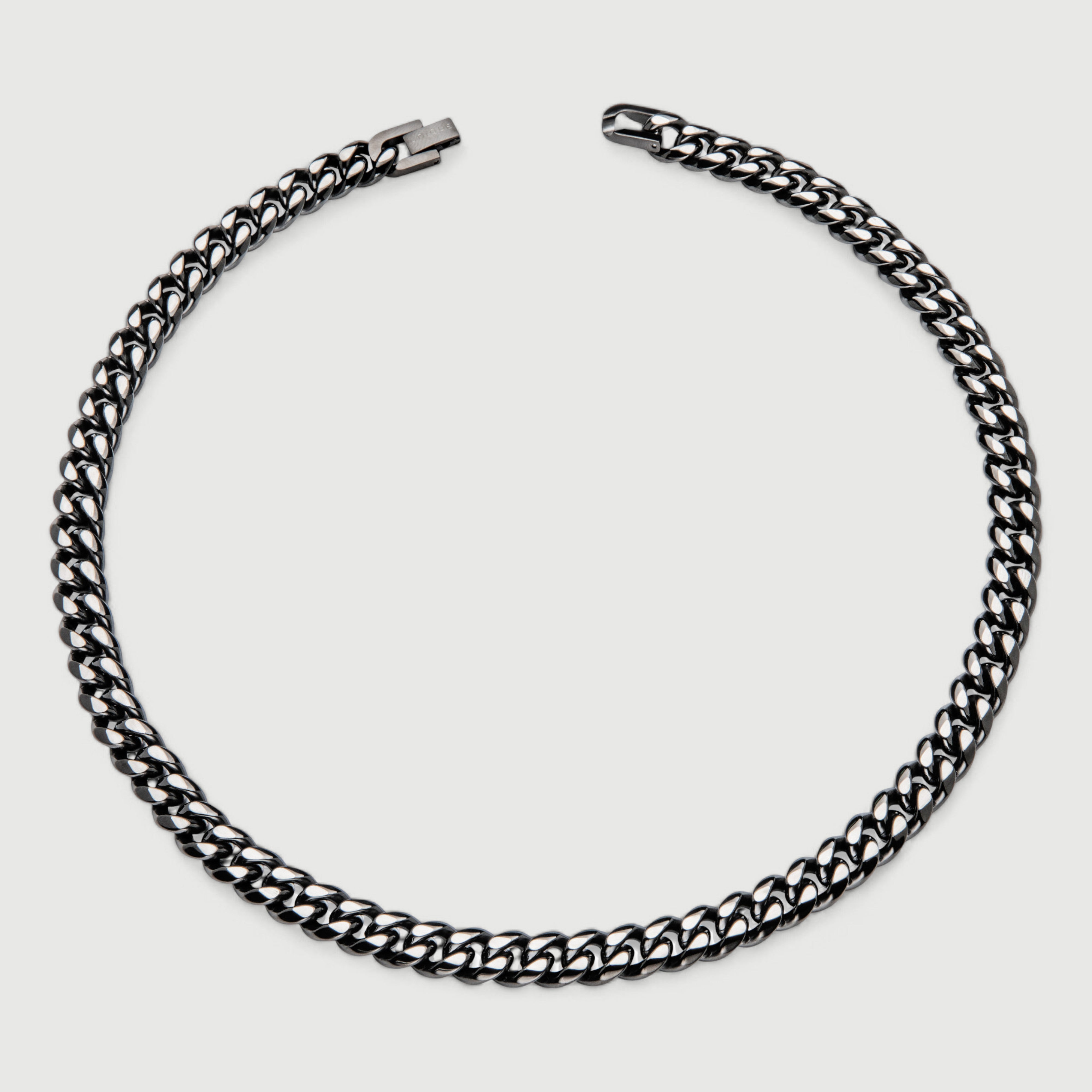 Stainless Steel 10mm Black Curb Chain Necklace