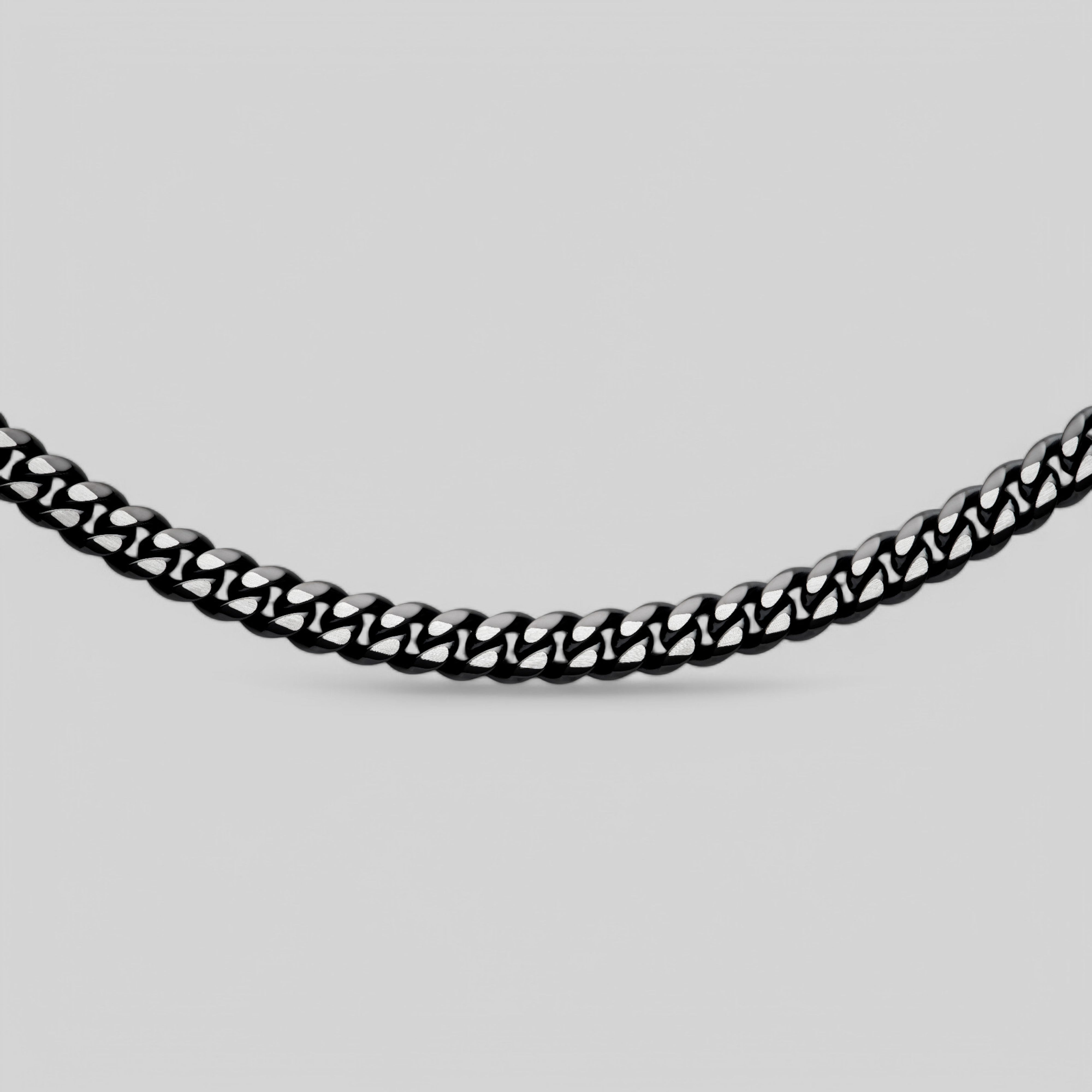 Stainless Steel 10mm Black Curb Chain Necklace
