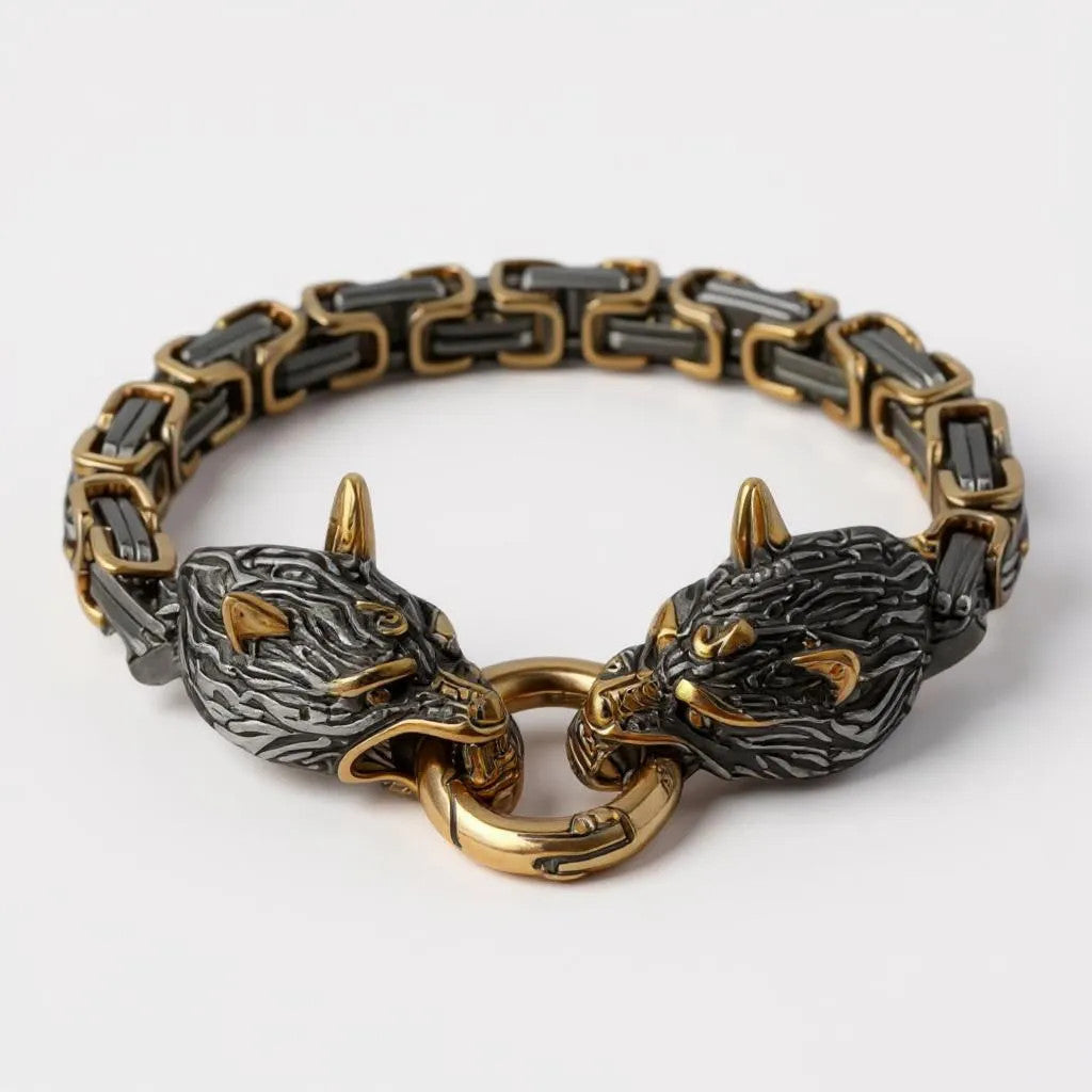 Viking Wolf Chain Bracelet
