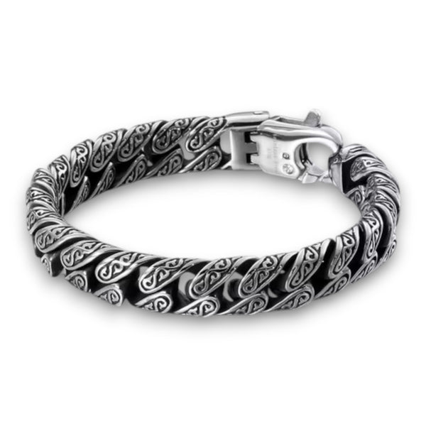 Patterned Link Bracelet — Stainless Steel