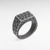 Hammered Stainless Steel Signet Ring