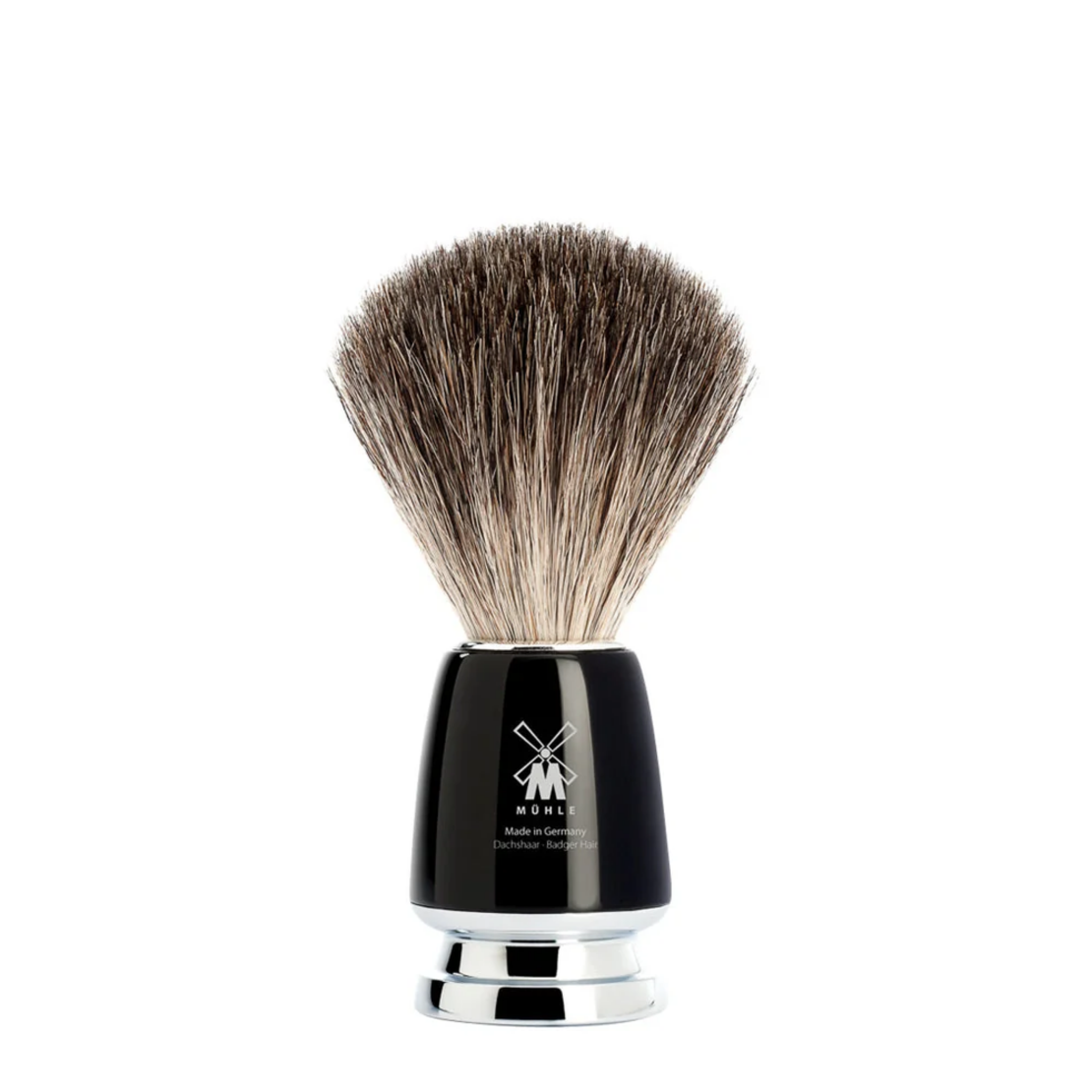 MÜHLE pure badger shaving brush with polished high grade resin handle