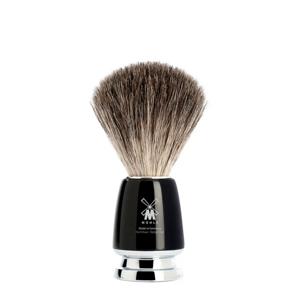 MÜHLE pure badger shaving brush with polished high grade resin handle