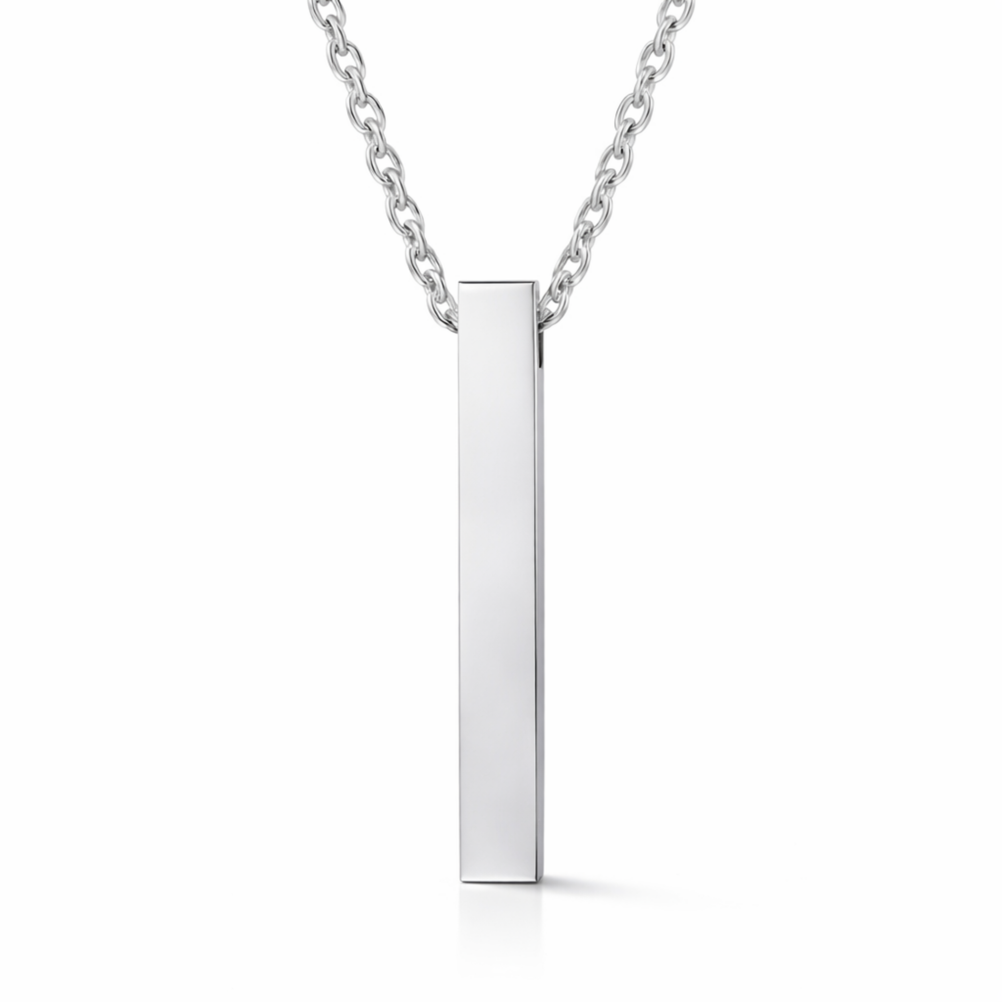 men’s engravable polished stainless steel bar necklace on chain