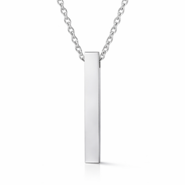 men’s engravable polished stainless steel bar necklace on chain