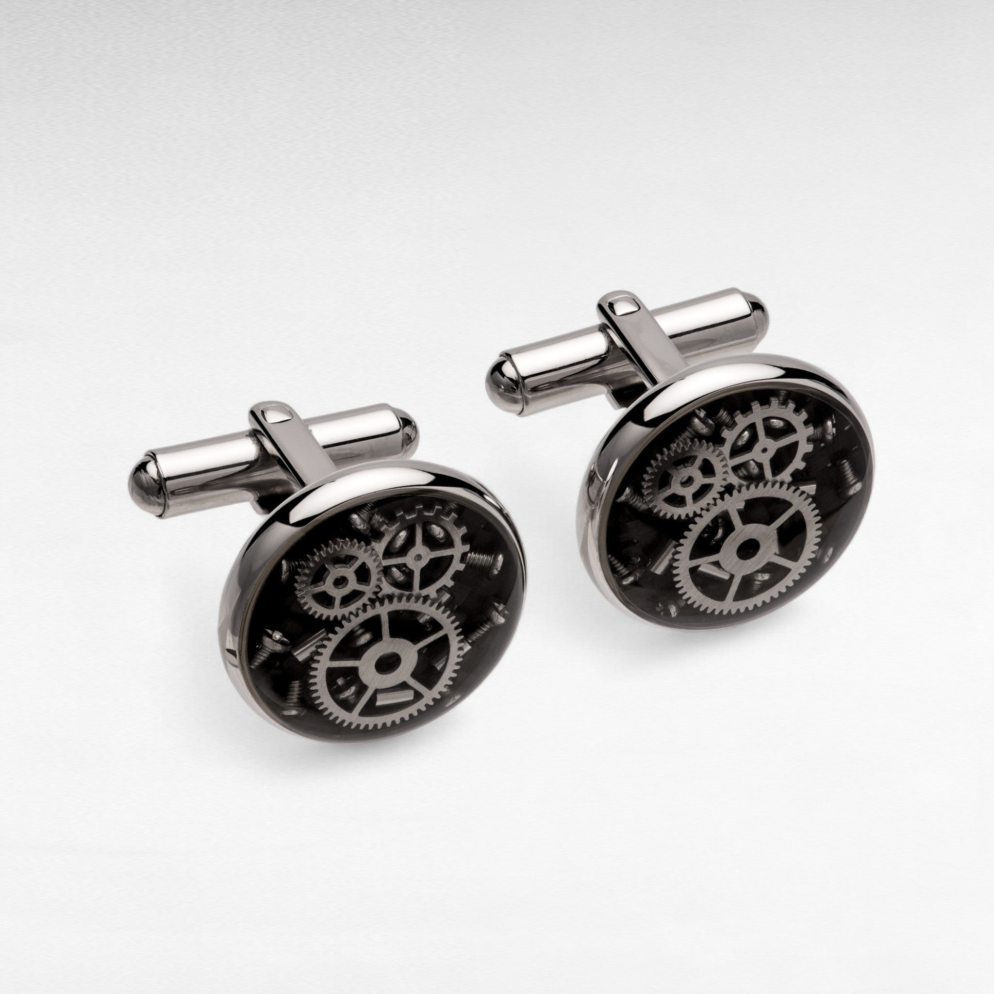 Stainless Steel Cufflinks with Gear Parts