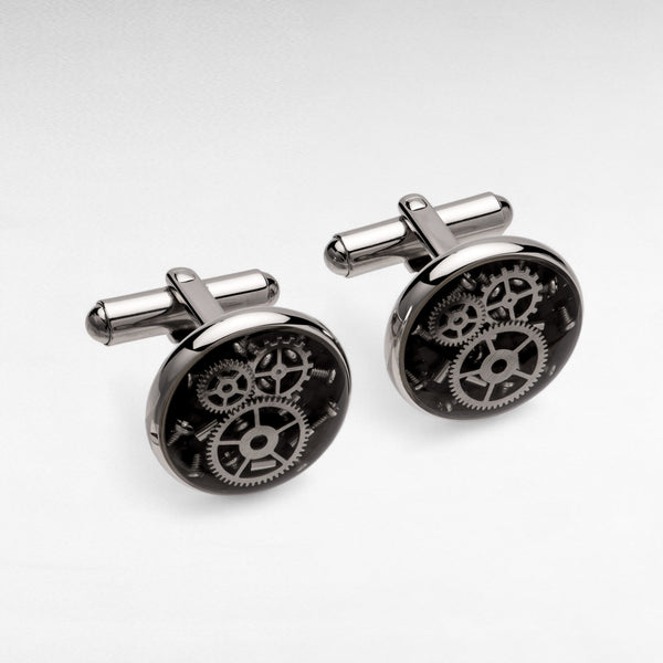 Stainless Steel Cufflinks with Gear Parts