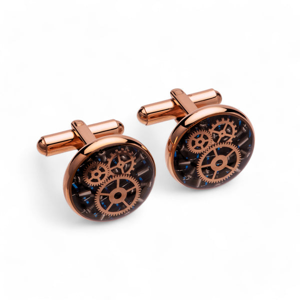 Stainless Steel Cufflinks with Blue and Black IP Plating