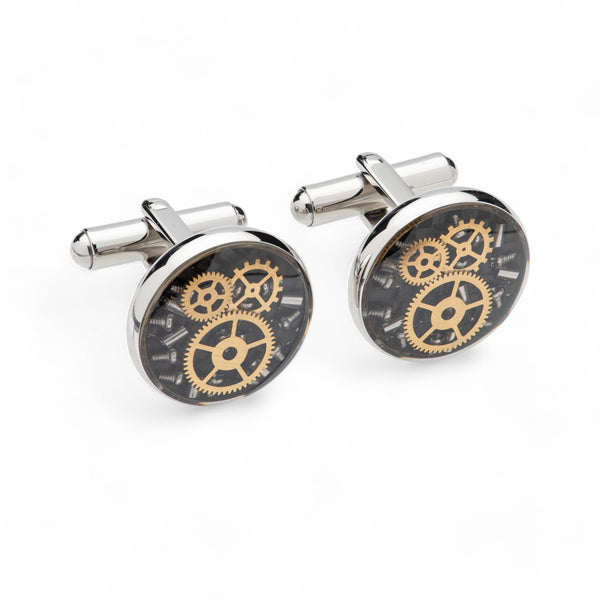 Stainless Steel Cufflinks with Gear Parts