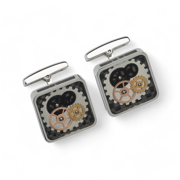 Stainless Steel Cufflinks with Gear Parts