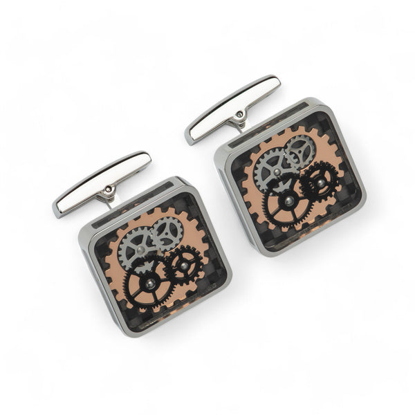 Stainless Steel Cufflinks with Gear Parts