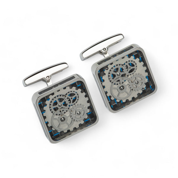 Stainless Steel Cufflinks with Gear Parts