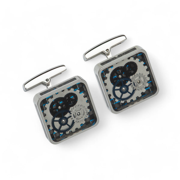 Stainless Steel Cufflinks with Gear Parts