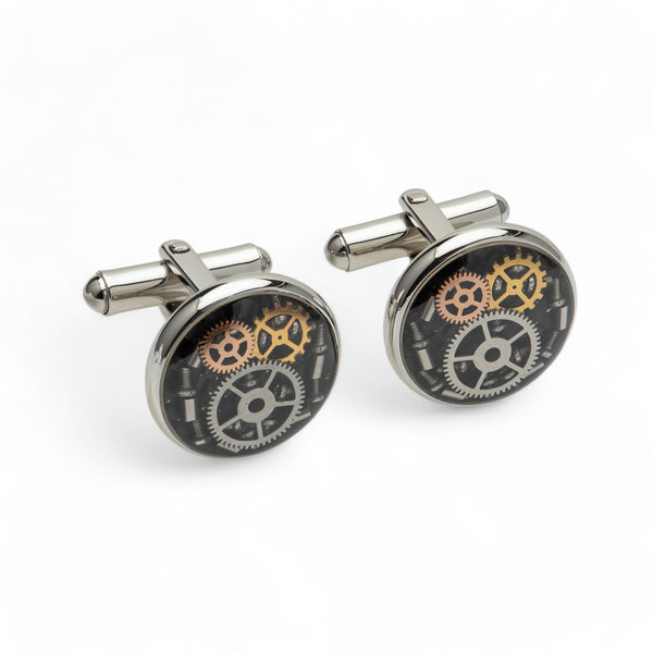 Stainless Steel Cufflinks with Gear Parts