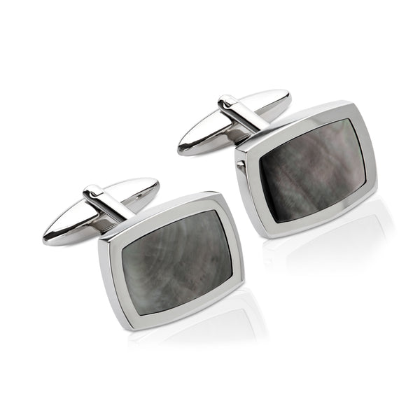 Stainless Steel Cufflinks with Mother of Pearl