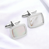 Stainless Steel Cufflinks with Mother of Pearl