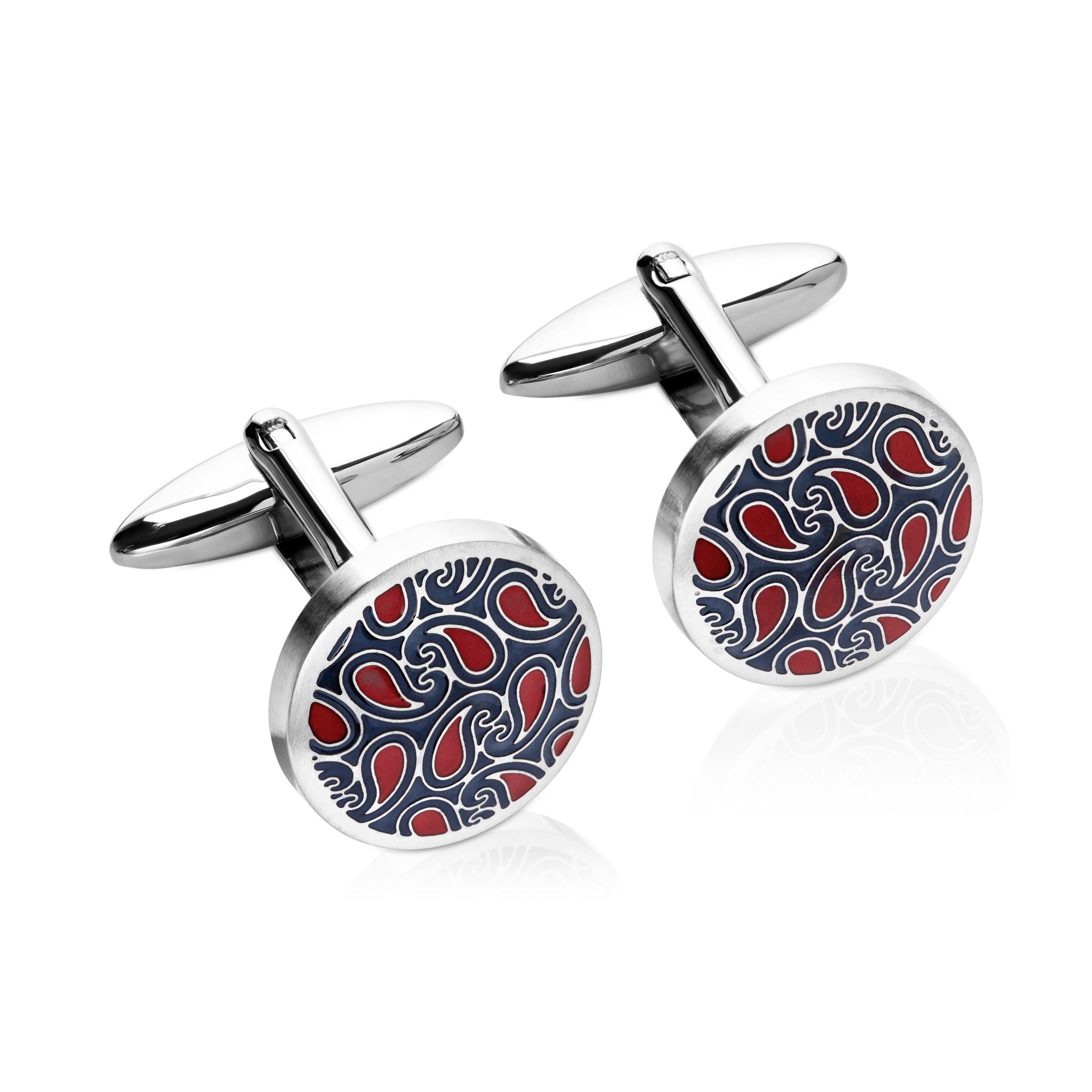 Stainless Steel Cufflinks with Blue and Black IP Plating