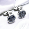 Stainless Steel Cufflinks with Blue and Black IP Plating