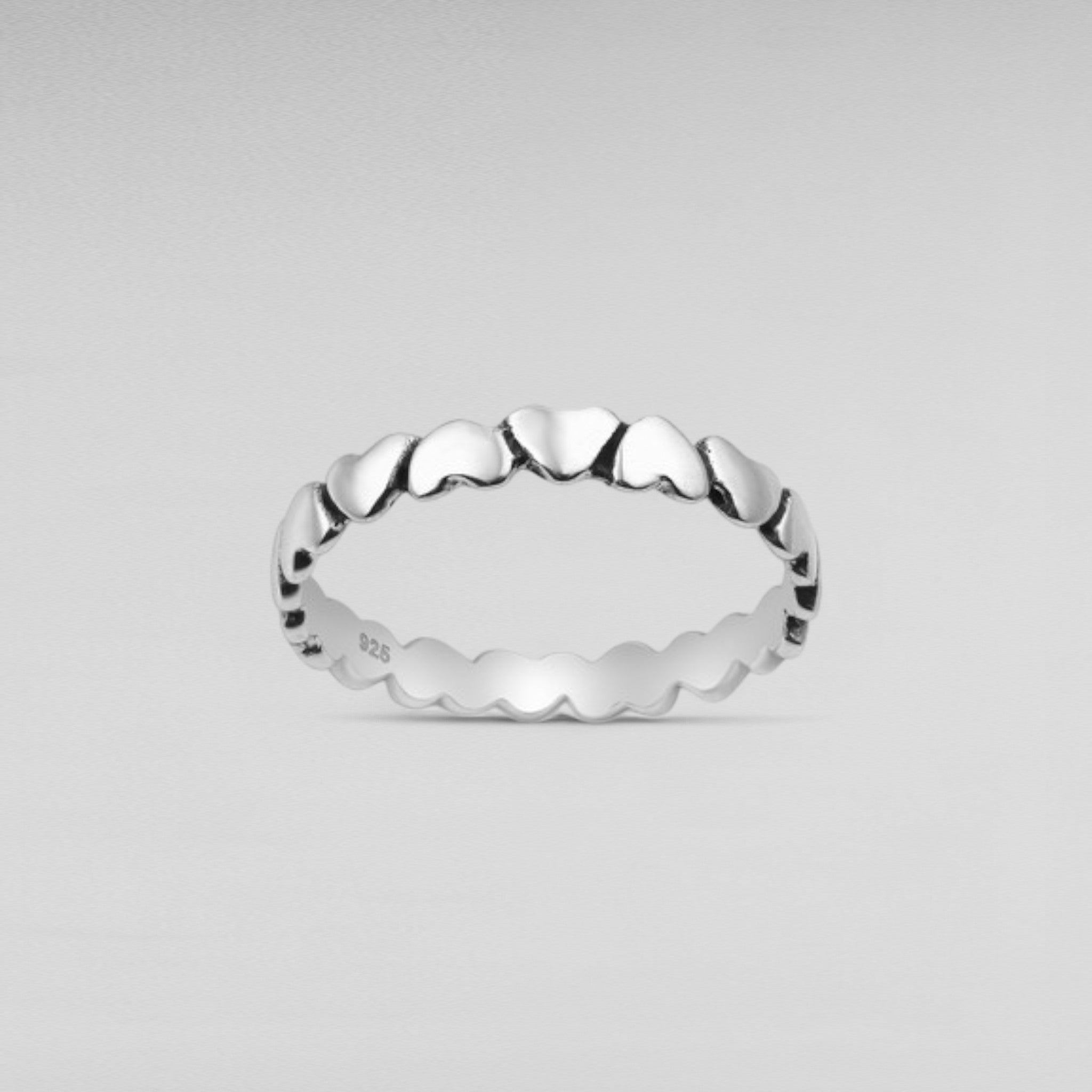 Sterling Silver Oxidized Heart Band Ring