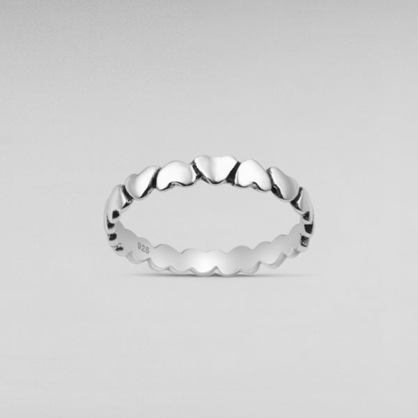 Sterling Silver Oxidized Heart Band Ring